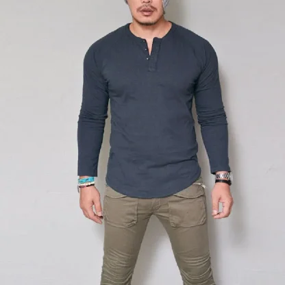 Long Sleeve Men's Solid Color Shirt - Image 2