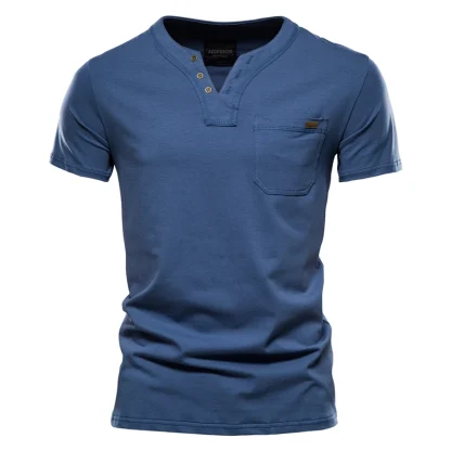 Button Neck Solid Color Shirts