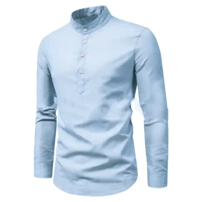 Stand Up Collar Solid Color Shirt - Image 6