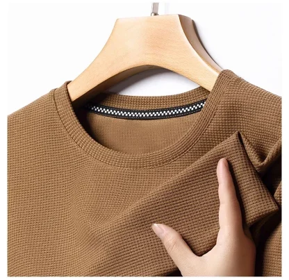 Knitted Round Neck Solid Color Shirts - Image 2