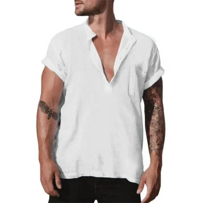 Casual V-neck Solid Color Shirts - Image 6