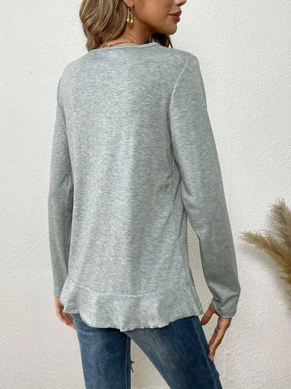 Casual Long Sleeve Solid Color Shirt - Image 2