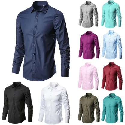 Polo Long Sleeve Solid Color Shirts - Image 6