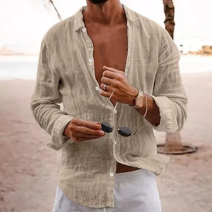 Button-up Long Sleeve Solid Color Shirt - Image 2