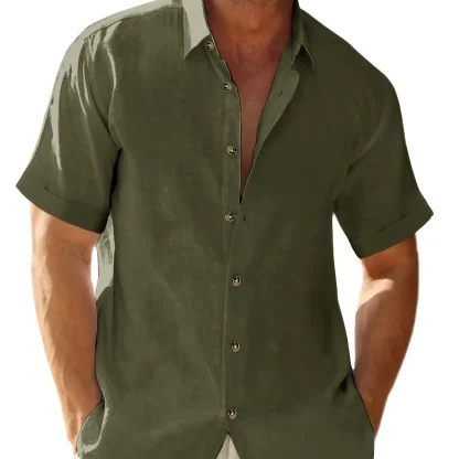 Button-up Polo Solid Color Shirts - Image 5